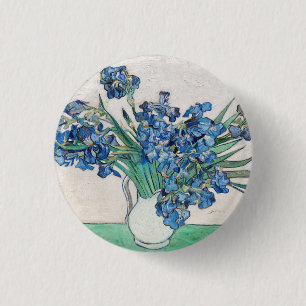 Vincent Van Gogh Irises. Impressionism floral Button