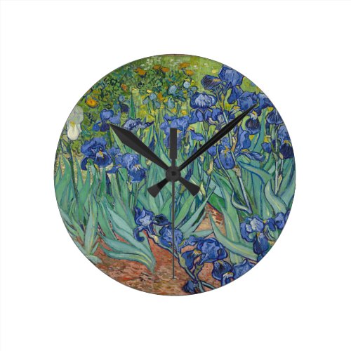 Vincent Van Gogh Irises Painting Flowers Art Work Round Clock