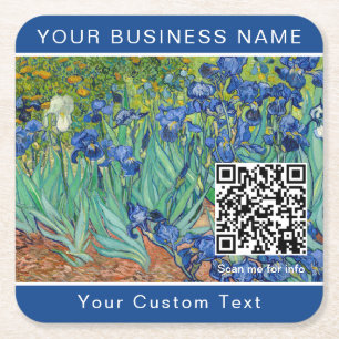 Vincent Van Gogh - Irises - QR Code Square Paper Coaster