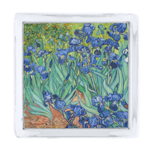 Vincent Van Gogh - Irises Silver Finish Lapel Pin (Front)