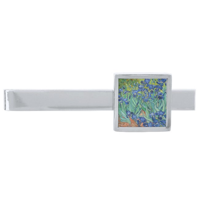Vincent Van Gogh - Irises Silver Finish Tie Bar (Front)