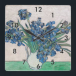 Vincent van Gogh - Irises Square Wall Clock<br><div class="desc">Irises / Still Life: Vase with Irises - Vincent van Gogh,  Oil on Canvas,  1890</div>