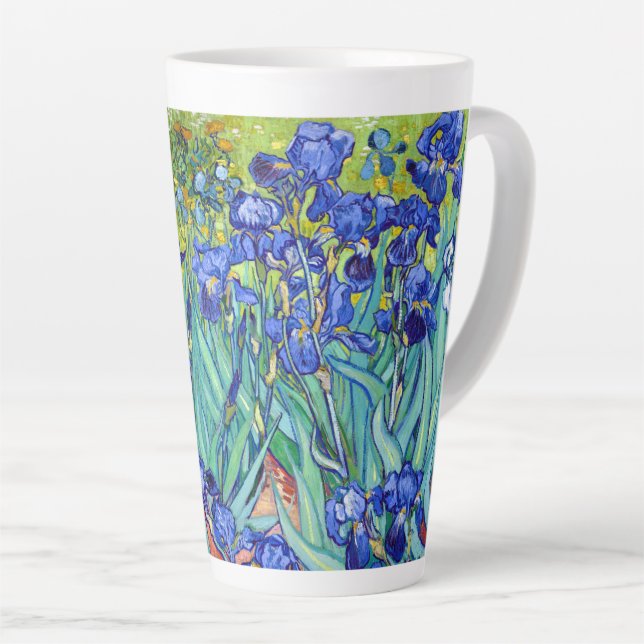 Vincent Van Gogh Irises vibrant flower fine art Latte Mug (Right Angle)