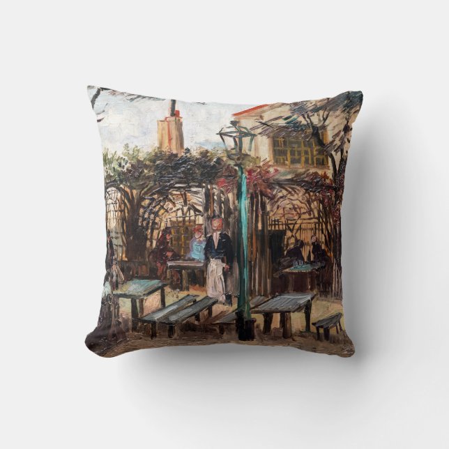 Vincent Van Gogh - La Guinguette on Montmartre Throw Pillow (Front)