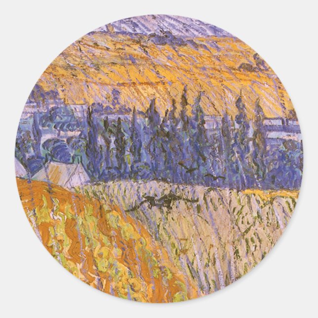 Vincent van Gogh - Landscape at Auvers in the Rain Classic Round Sticker (Front)