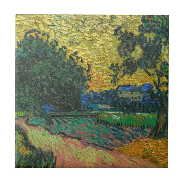 Vincent van Gogh - Landscape at Twilight Ceramic Tile (Front)