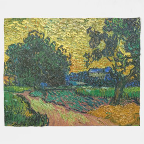 Vincent van Gogh _ Landscape at Twilight Fleece Blanket