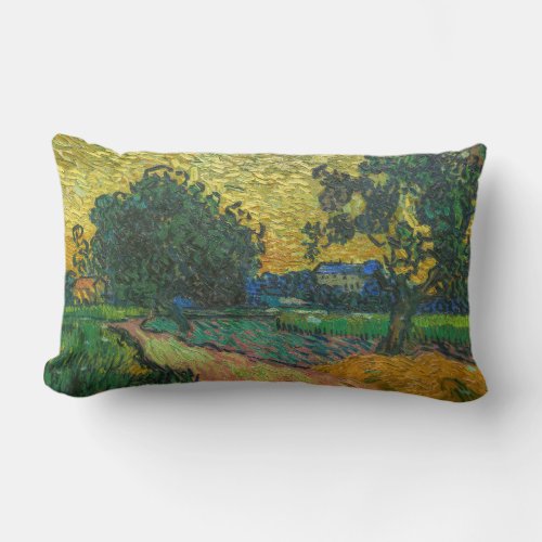 Vincent van Gogh _ Landscape at Twilight Lumbar Pillow