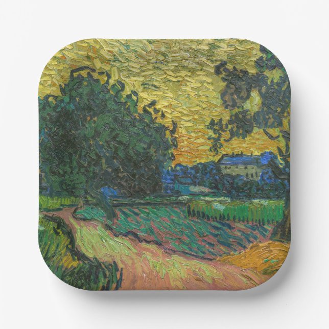 Vincent van Gogh - Landscape at Twilight Paper Plates (Front)