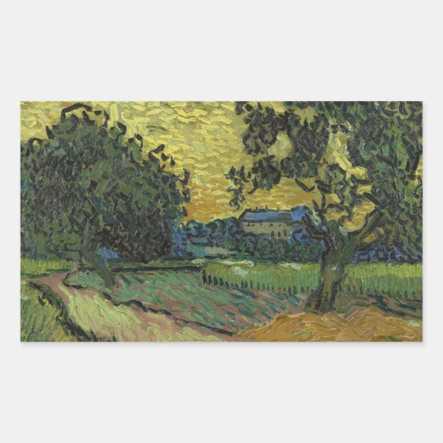 Vincent van Gogh - Landscape at Twilight Rectangular Sticker (Front)