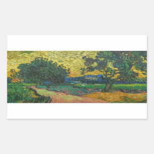 Vincent van Gogh - Landscape at Twilight Rectangular Sticker