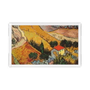 Vincent van Gogh - Landscape, House and Ploughman Acrylic Tray