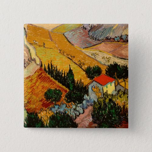 Vincent van Gogh _ Landscape House and Ploughman Button