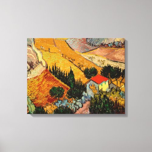 Vincent van Gogh _ Landscape House and Ploughman Canvas Print