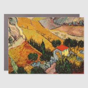 Vincent van Gogh - Landscape, House and Ploughman Car Magnet