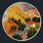 Vincent van Gogh - Landscape, House and Ploughman Ceramic Knob<br><div class="desc">Landscape with House and Ploughman / Valley with Ploughman Seen from Above - Vincent van Gogh,  1889</div>