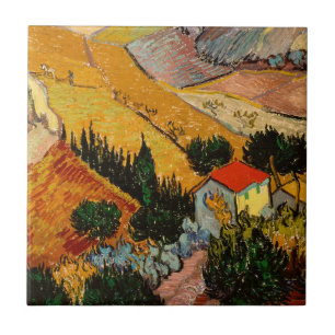 Vincent van Gogh - Landscape, House and Ploughman Ceramic Tile