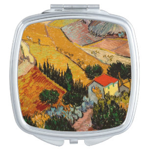 Vincent van Gogh - Landscape, House and Ploughman Compact Mirror