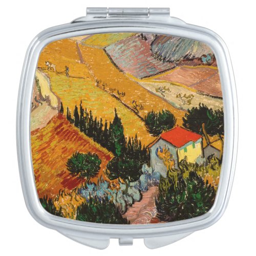 Vincent van Gogh _ Landscape House and Ploughman Compact Mirror