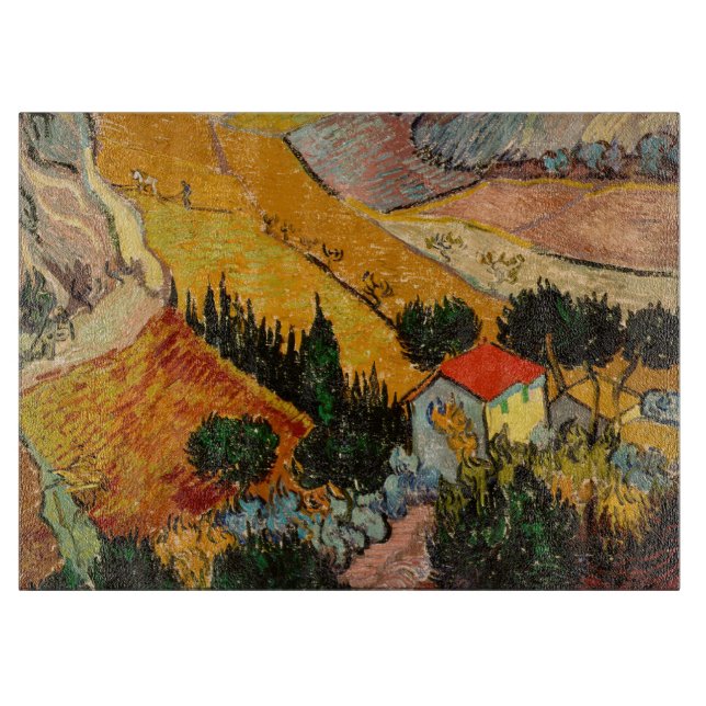 Vincent van Gogh - Landscape, House and Ploughman Cutting Board (Front)