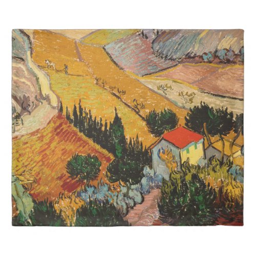 Vincent van Gogh _ Landscape House and Ploughman Duvet Cover