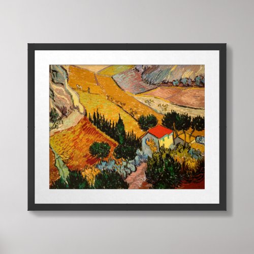 Vincent van Gogh _ Landscape House and Ploughman Framed Art