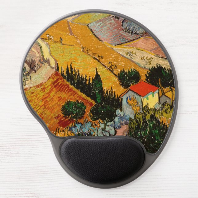 Vincent van Gogh - Landscape, House and Ploughman Gel Mouse Pad (Front)