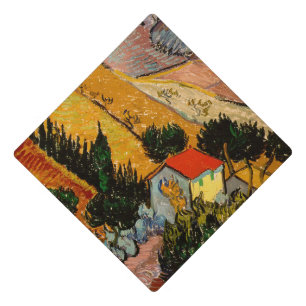 Vincent van Gogh - Landscape, House and Ploughman Graduation Cap Topper