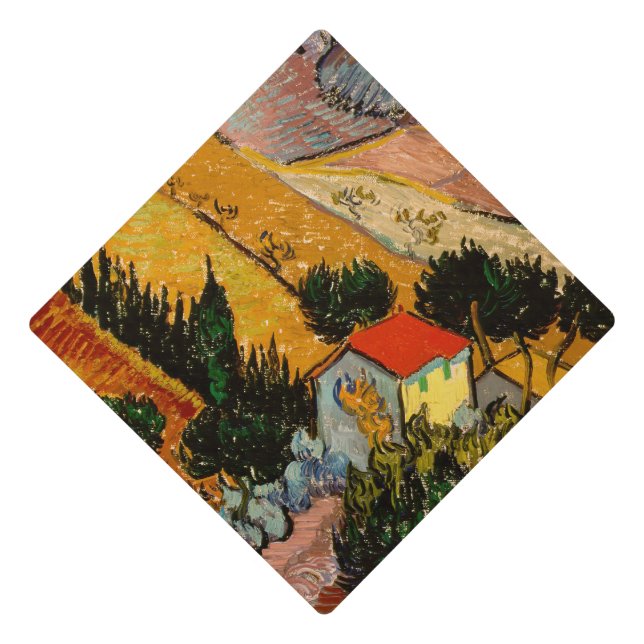 Vincent van Gogh - Landscape, House and Ploughman Graduation Cap Topper (Front)