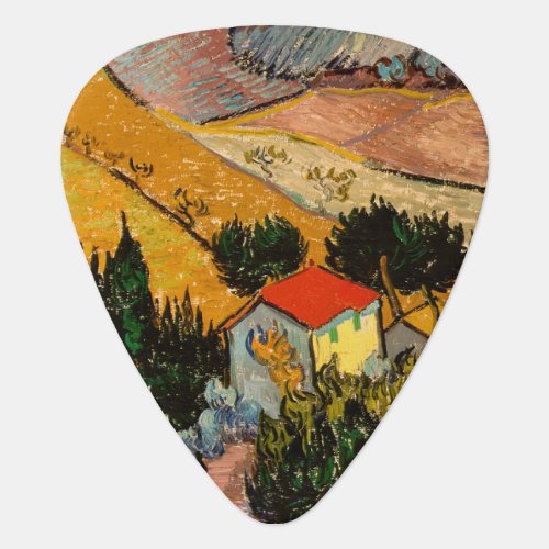 Vincent van Gogh _ Landscape House and Ploughman Guitar Pick