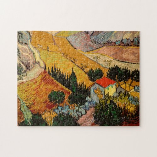 Vincent van Gogh _ Landscape House and Ploughman Jigsaw Puzzle