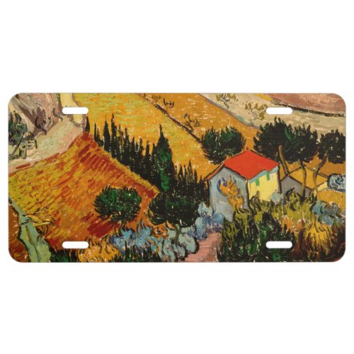 Vincent van Gogh _ Landscape House and Ploughman License Plate