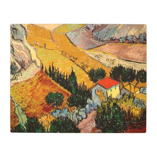 Vincent van Gogh _ Landscape House and Ploughman Metal Print