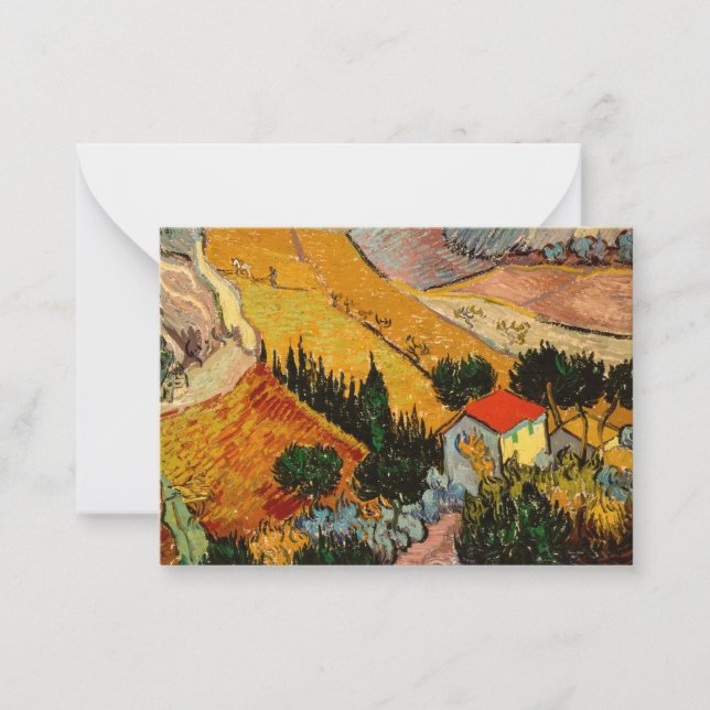 Vincent van Gogh - Landscape, House and Ploughman Note Card (Front)