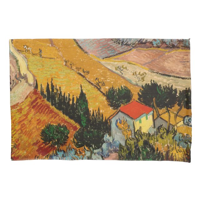 Vincent van Gogh - Landscape, House and Ploughman Pillow Case (Front)