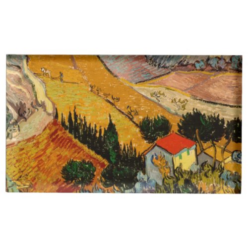 Vincent van Gogh _ Landscape House and Ploughman Place Card Holder