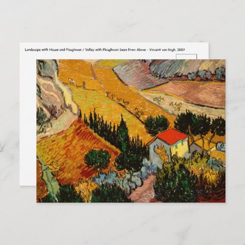 Vincent van Gogh _ Landscape House and Ploughman Postcard
