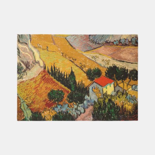 Vincent van Gogh _ Landscape House and Ploughman Rug