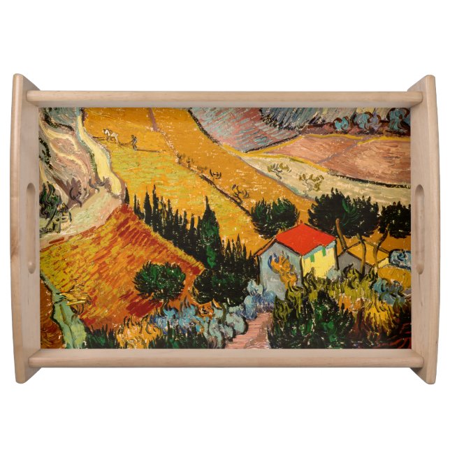 Vincent van Gogh - Landscape, House and Ploughman Serving Tray (Front)