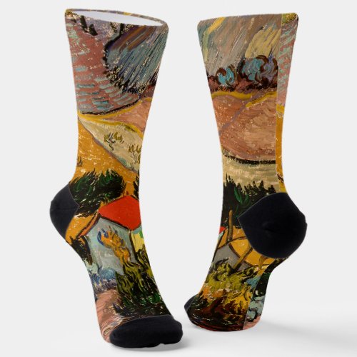 Vincent van Gogh _ Landscape House and Ploughman Socks