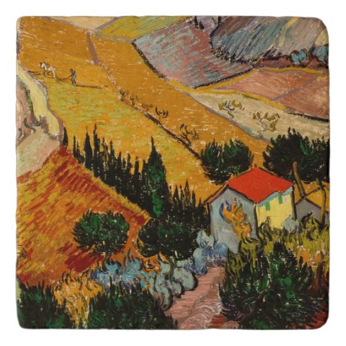 Vincent van Gogh _ Landscape House and Ploughman Trivet