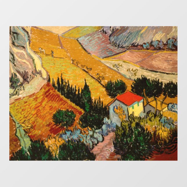 Vincent van Gogh - Landscape, House and Ploughman Wall Decal (Front)