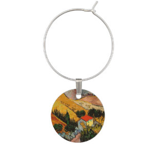 Vincent van Gogh - Landscape, House and Ploughman Wine Charm