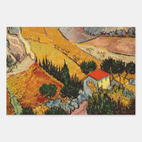Vincent van Gogh _ Landscape House and Ploughman Wrapping Paper Sheets