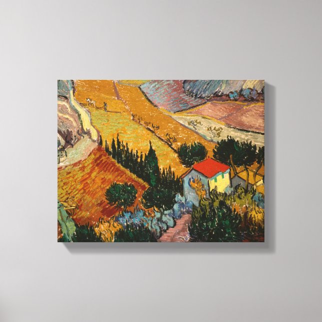 Vincent van Gogh | Landscape w/ House & Ploughman Canvas Print (Front)