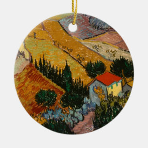 Vincent van Gogh Landscape w/ House & Ploughman Ceramic Ornament