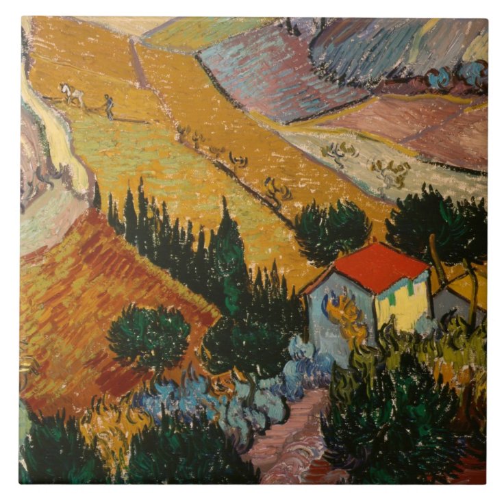 Wee Blue Coo Kunstdruck – Vincent Van Gogh „Landscape With House Ploughman“ (12x16 Zoll)