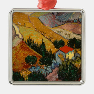 Vincent van Gogh Landscape w/ House & Ploughman Metal Ornament