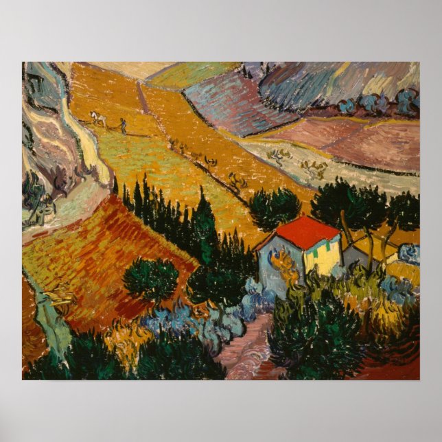 Vincent van Gogh | Landscape w/ House & Ploughman Poster (Front)