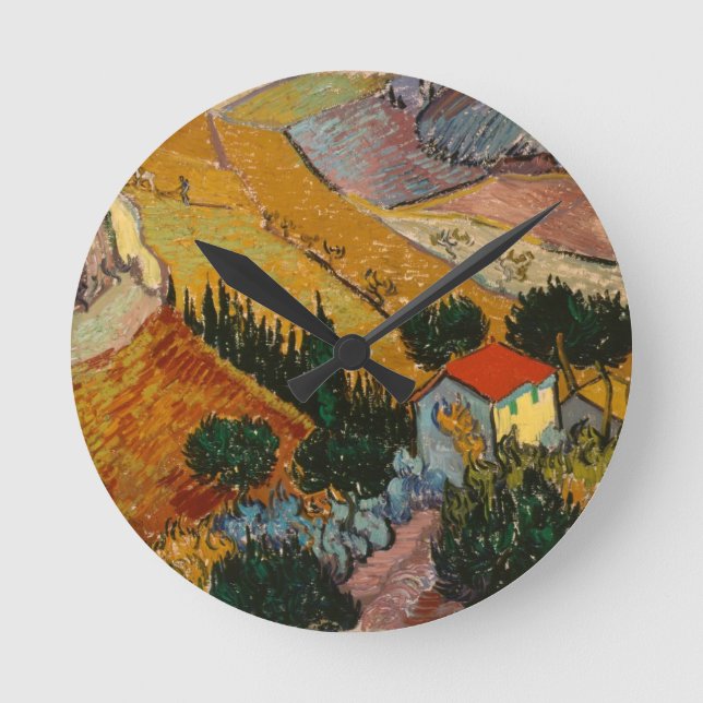 Vincent van Gogh | Landscape w/ House & Ploughman Round Clock (Front)